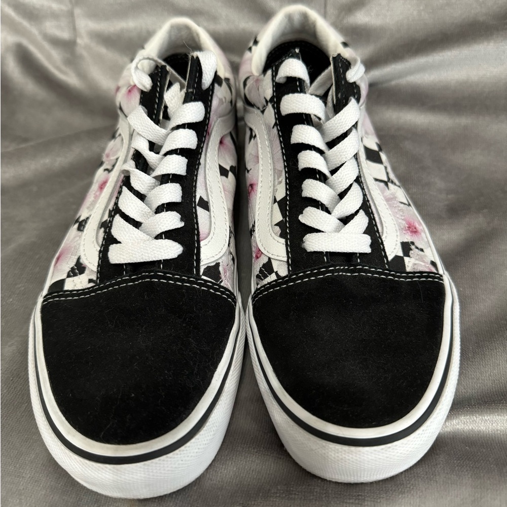 Vans Old Skool Black Hibiscus Check Sneakers/Shoes Women’s 7.5/Men’s 6.0